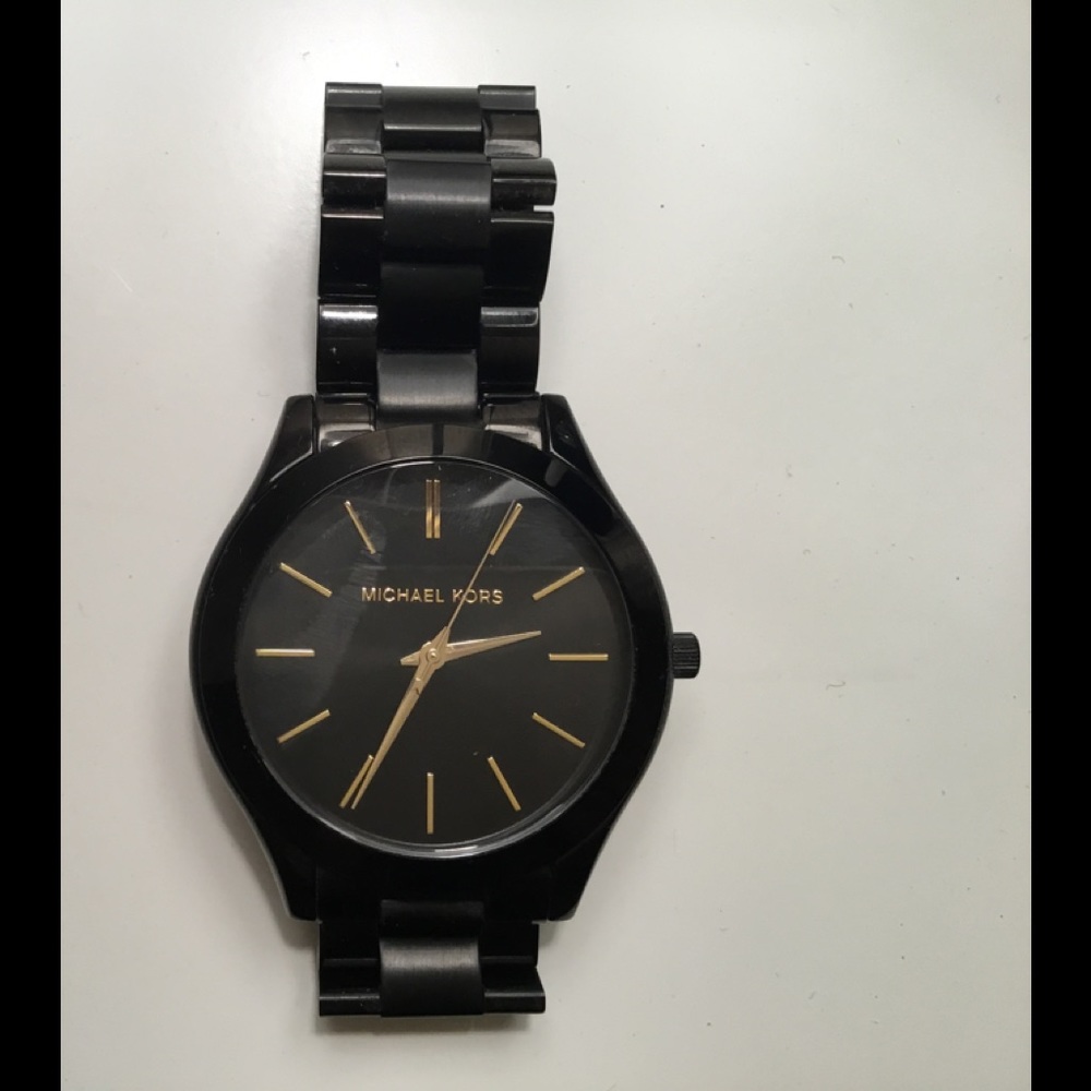 Michael Kors black slim runway watch